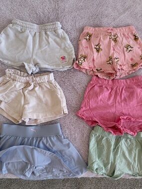 Multiples Pastel Girls' Shorts Bundle in Light Blue, Pink, Cream, Green